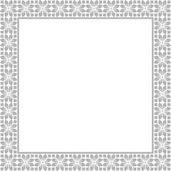 Decorative frame Elegant vector element for design in Eastern style, place for text. Floral gray border. Lace illustration for invitations and greeting cards
