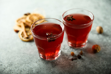 Traditional homemade punch or mulled wine