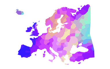 Europe  colorful vector map silhouette