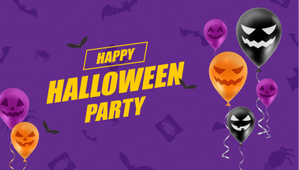 Spooky faces balloons and Halloween party announce