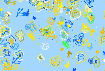 Fototapeta na wymiar Light Blue, Yellow vector template with chaotic shapes.