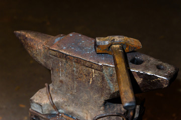 Forging molten metal. Making knives.