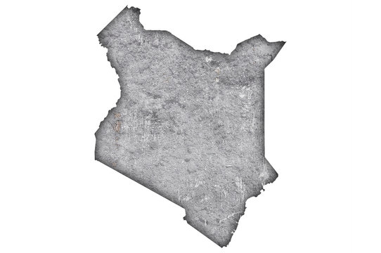 Karte von Kenia auf verwittertem Beton