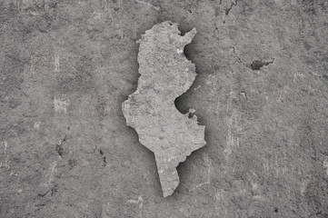 Karte von Tunesien auf verwittertem Beton