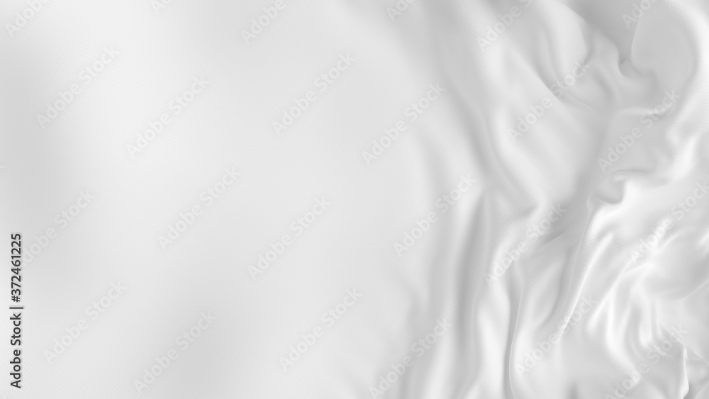 Aufkleber Smooth white silk texture abstract background with copy space. Luxurious white silk with folds and ripples. Elegant satin wallpaper. 3D rendering.