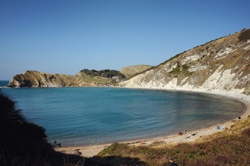 Fototapeta na wymiar A calm Lulworth Cove on the Jurassic Coast, Dorset, UK