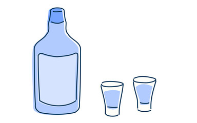 ウィスキーをショットグラスで二人で飲むイメージイラスト