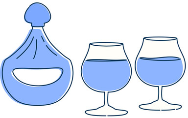 ブランデーを二人で飲むイメージイラスト