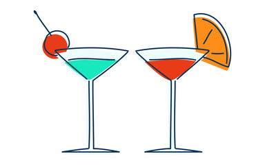 カクテルを二人で飲むイメージイラスト