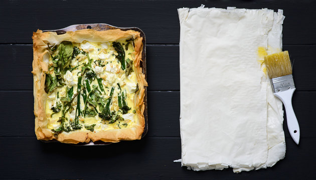 Broccoli, pine nut and feta Tart