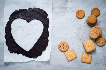 Chocolate pastry and biscuits for a biscuit crust pastry