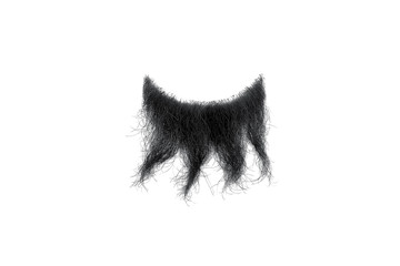 Disheveled black beard isolated on white, close-up. Mens fashion