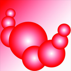Red and white balls in a chain. Balls of the same size push each other. Vector