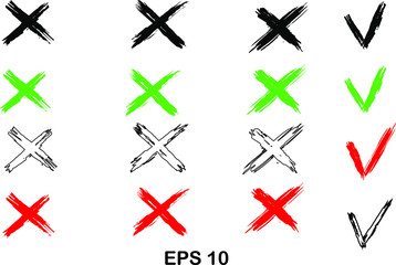 X mark set of different crosses. Cross sign graphic symbol. High quality manually traced. Grunge X mark. EPS 10