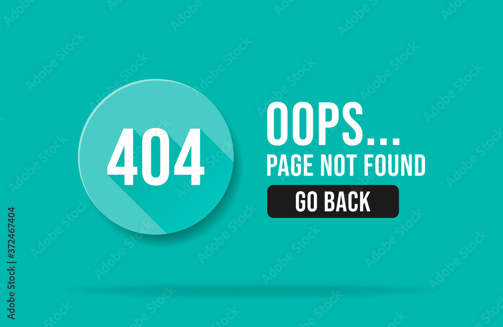 Poster 404 error page not found web page banner template. Pop up errors window. Isolated on blue background.