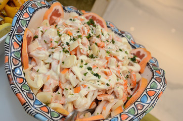 Mayonnaise fish salad. Summer salad