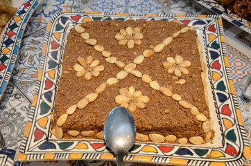 Traditional Moroccan dish with selou and almonds