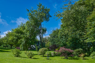 In August, a summer view of a North Yorkshire Dales garden at 900ft