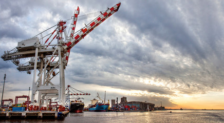 Sunset at Puerto Nuovo harbour in Buenos Aires, Argentina