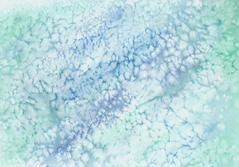 Watercolor background blue and emerald color