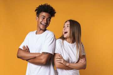 Happy young african couple wearing casual clothes