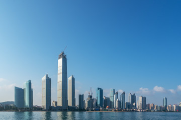 Obraz na płótnie Canvas Skyline of modern urban architectural landscape in Qingdao