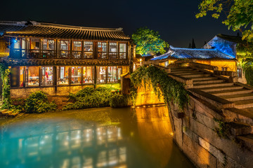 Fototapeta premium Folk houses and rivers in Zhouzhuang Ancient Town