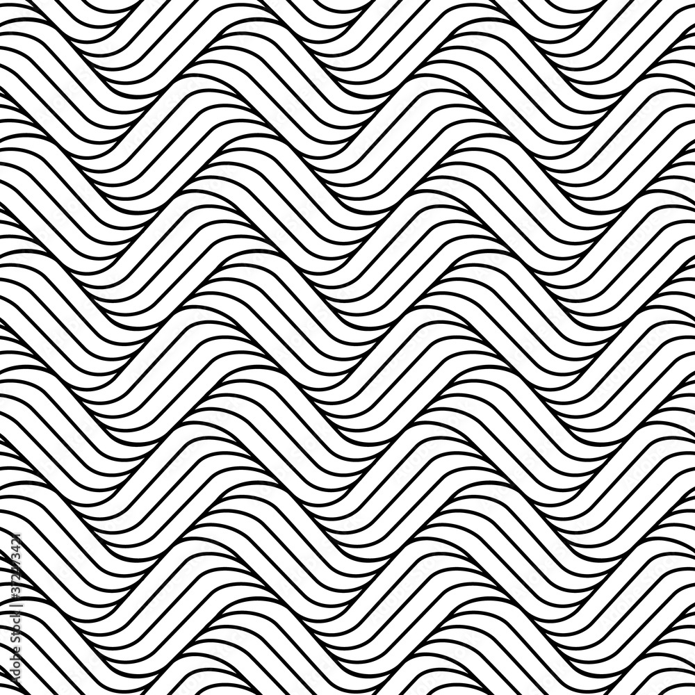 Poster vector seamless pattern. background wavy line. modern waves texture. intricate pipple curly stripe. 