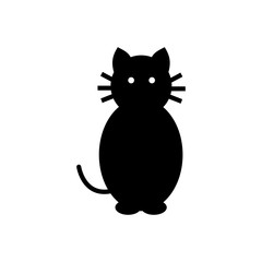 Silhouette of sitting black cat, vector illustration