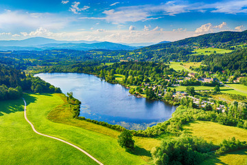 Hafnersee in Carinthia. Famous lake in the South of Austria.