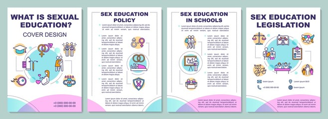 What is sexual education brochure template. Sexuality lessons in school flyer, booklet, leaflet print, cover design with linear icons. Vector layouts for magazines, annual reports, advertising posters