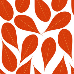 Autumn seamless pattern. Brown tree leafs on white isolated background. Seasonal design.