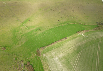Aerial view of the fields at Mere in Wiltshire	