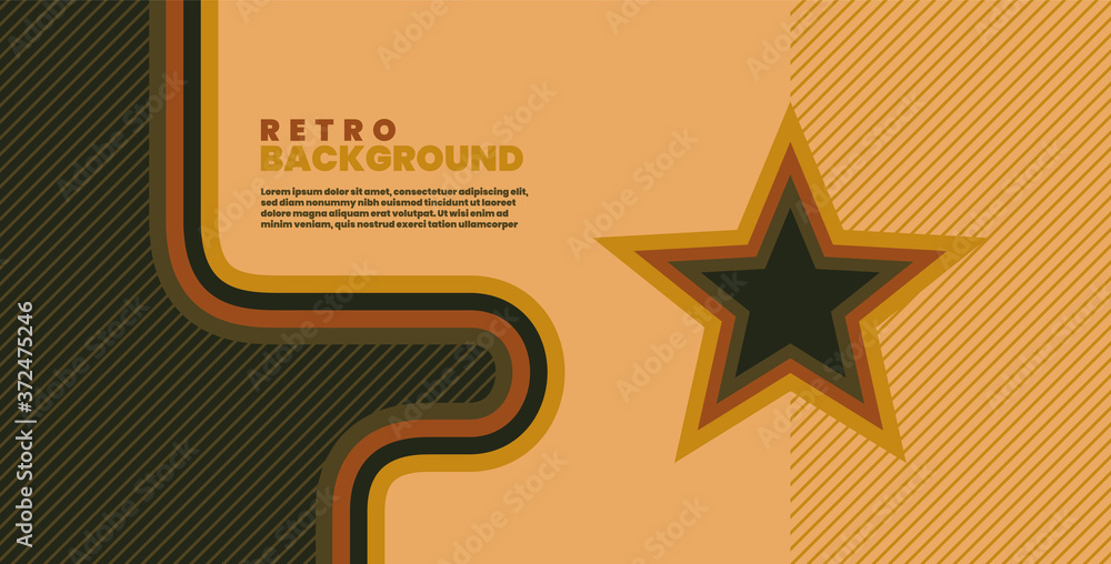 Aufkleber simple style retro background design with rounded shapes and star symbol. vector illustration.