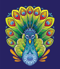 Obraz premium Peacock coloring book vector illustration. Anti-stress coloring for adult.