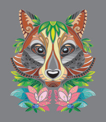 Racoon coloring book vector illustration. Anti-stress coloring for adult.