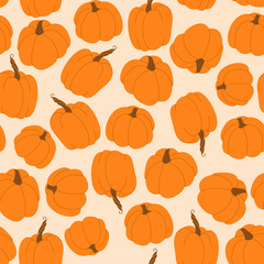 Autumn seamless pattern with pumpkins