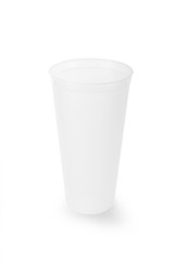 empty cup of coffee on a white background.