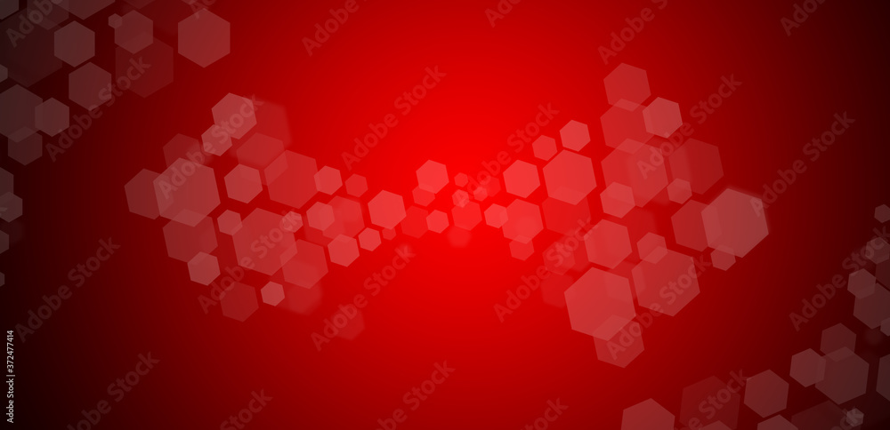 Poster abstract red background with gradient and hexagons