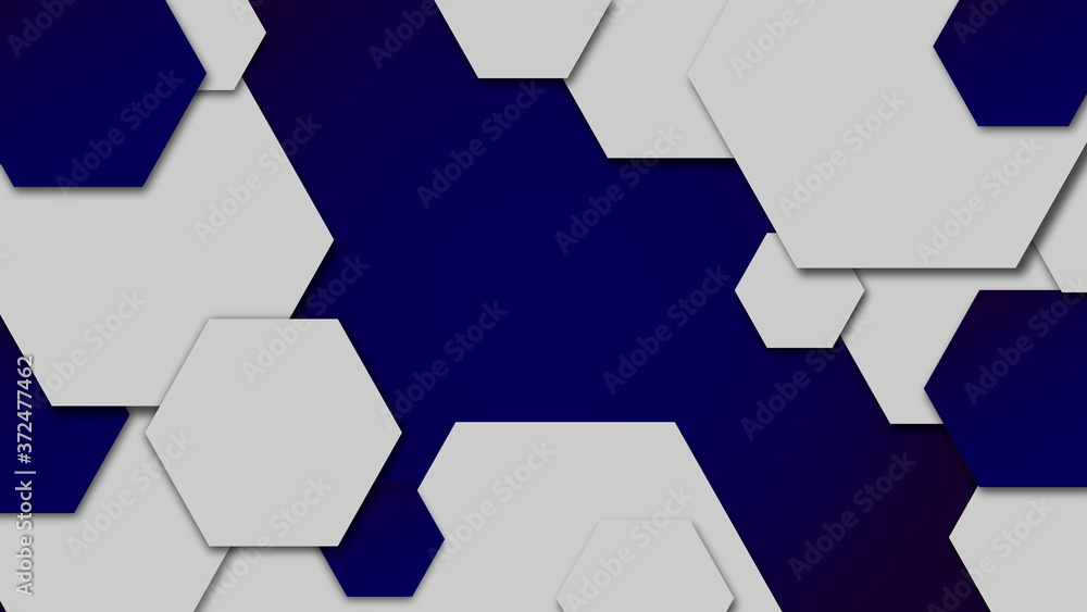 Poster gray and blue background with polygon shapes with text space in the center