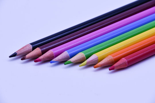 Colorful Art Pencils on an Isolated white background