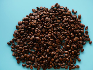 coffee bean for background, organic coffee seed blue background