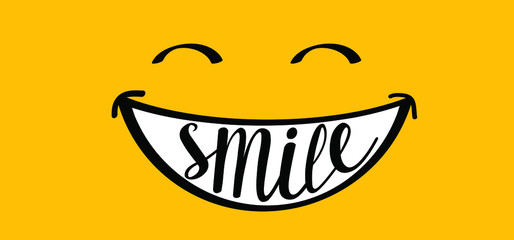 Obraz premium Happy world smile day, smiling is loading Big happiness Fun thoughts emoji face emotion smiley Laughter lip symbol Smiling lips, mouth, tongue Funny teeth Vector laugh cartoon pattern Lol laughing