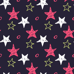 Fototapeta na wymiar Seamless star pattern. Hand drawn sketch stars