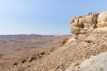 View  from the cliff on which the Mitzpe Ramon city is located on the Judean Desert in Israel