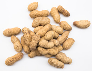 bunch of ecological peanuts on a white background