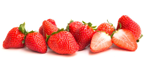 Fototapeta na wymiar fresh appetizing strawberries on a white background