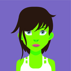 Avatar face with hair and eyebrow - Vector