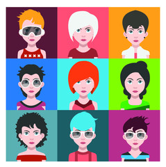 People avatars, Vector women, men avatar