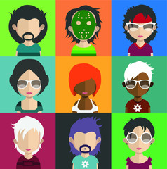 People avatars, Vector women, men avatar